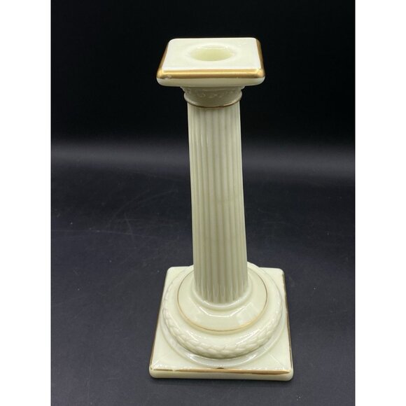 Cambridge Glass 9.5" Doric Column Candlestick Ivory Uranium Glows No. 65 Single - Picture 3 of 16